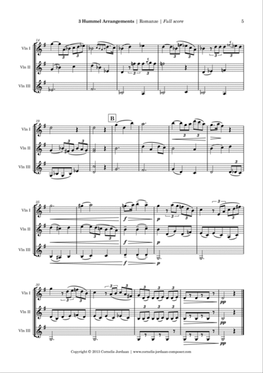 Three Hummel Arrangements for violin trio String Trio scores gallery preview page 5