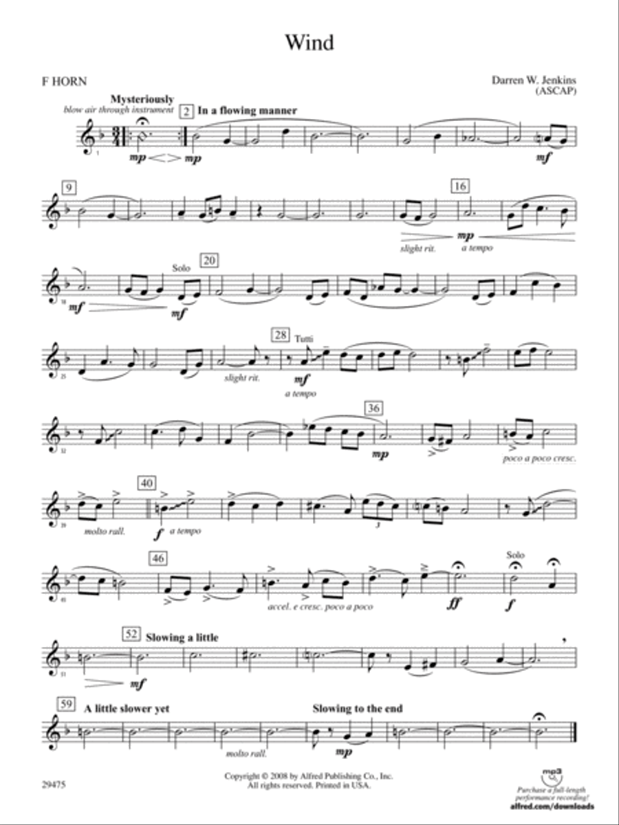 Wind: 1st F Horn Wind: 1st F Horn Concert Band scores gallery preview page 1