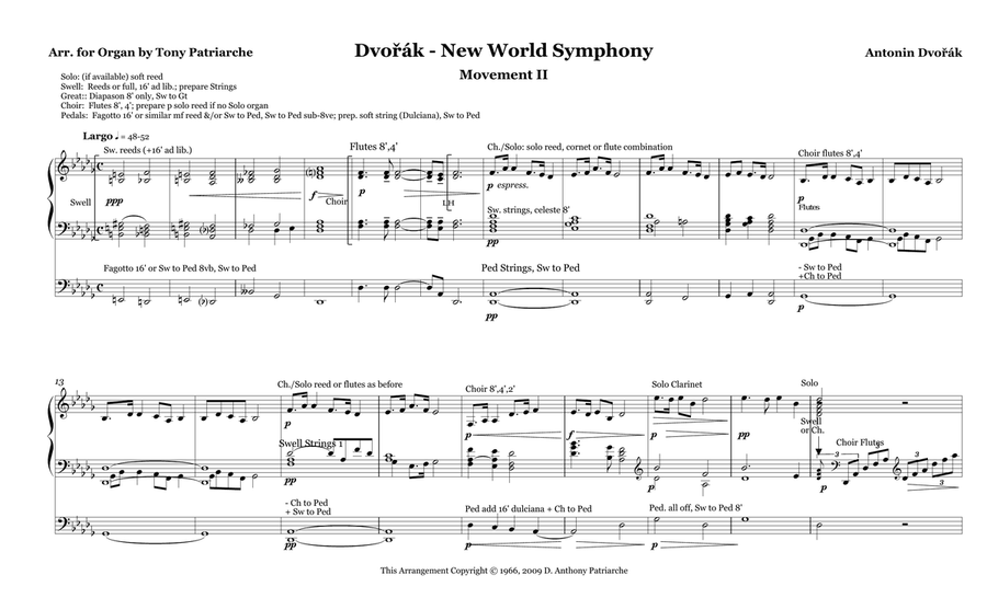 Largo from The New World Symphony for Organ Organ Solo scores gallery preview page 1