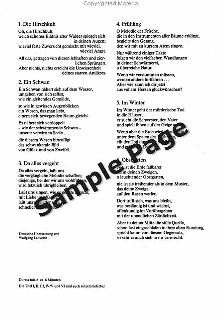 6 Chansons (Complete) 4-Part scores gallery preview page 2