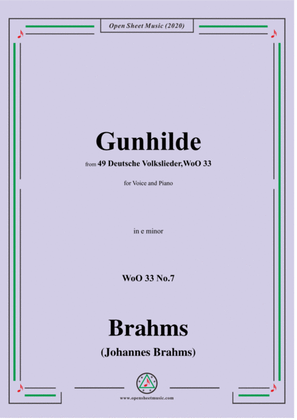 Book cover for Brahms-Gunhilde(Gunhilde lebt gar stille und fromm),WoO 33 No.7,in e minor,for Voice&Piano