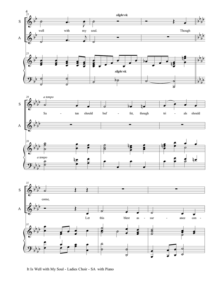 IT IS WELL WITH MY SOUL (Ladies Choir - SA with Piano) SA scores gallery preview page 5