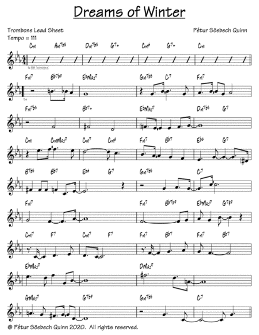 Dreams of Winter Trombone Solo scores gallery preview page 1