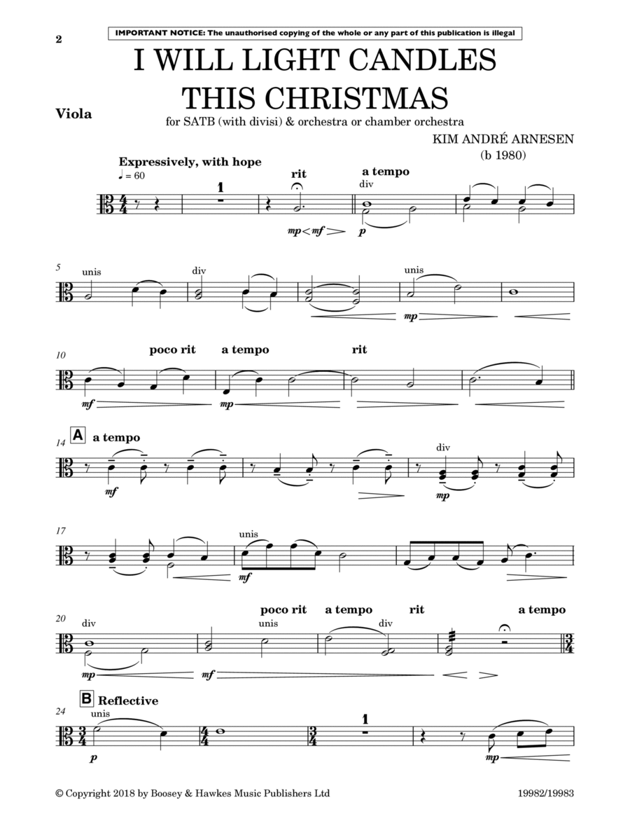 I Will Light Candles This Christmas (Full Orchestration) - Viola Choir scores gallery preview page 1