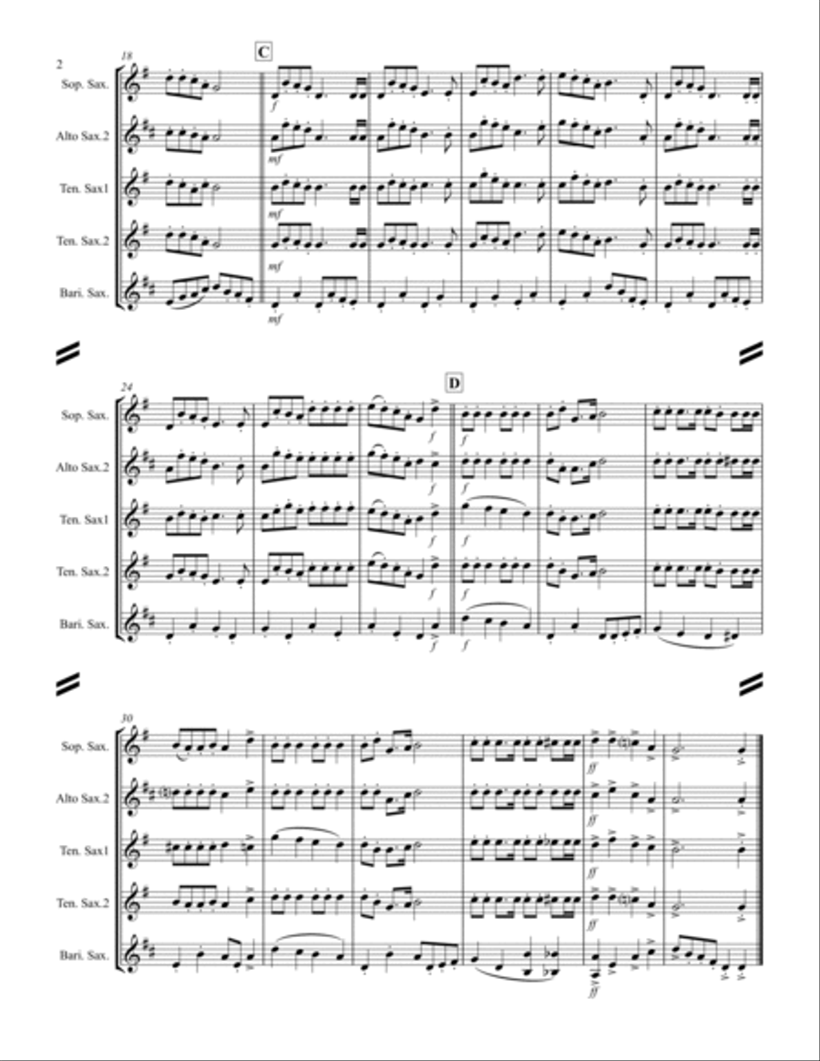 20 Traditional Christmas Carols Volume II (for Saxophone Quintet SATTB or AATTB) Saxophone Quintet scores gallery preview page 3