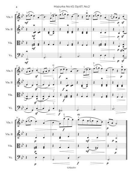 Chopin: Mazurka No.43, Op.67, No.2 - String Quartet image number null