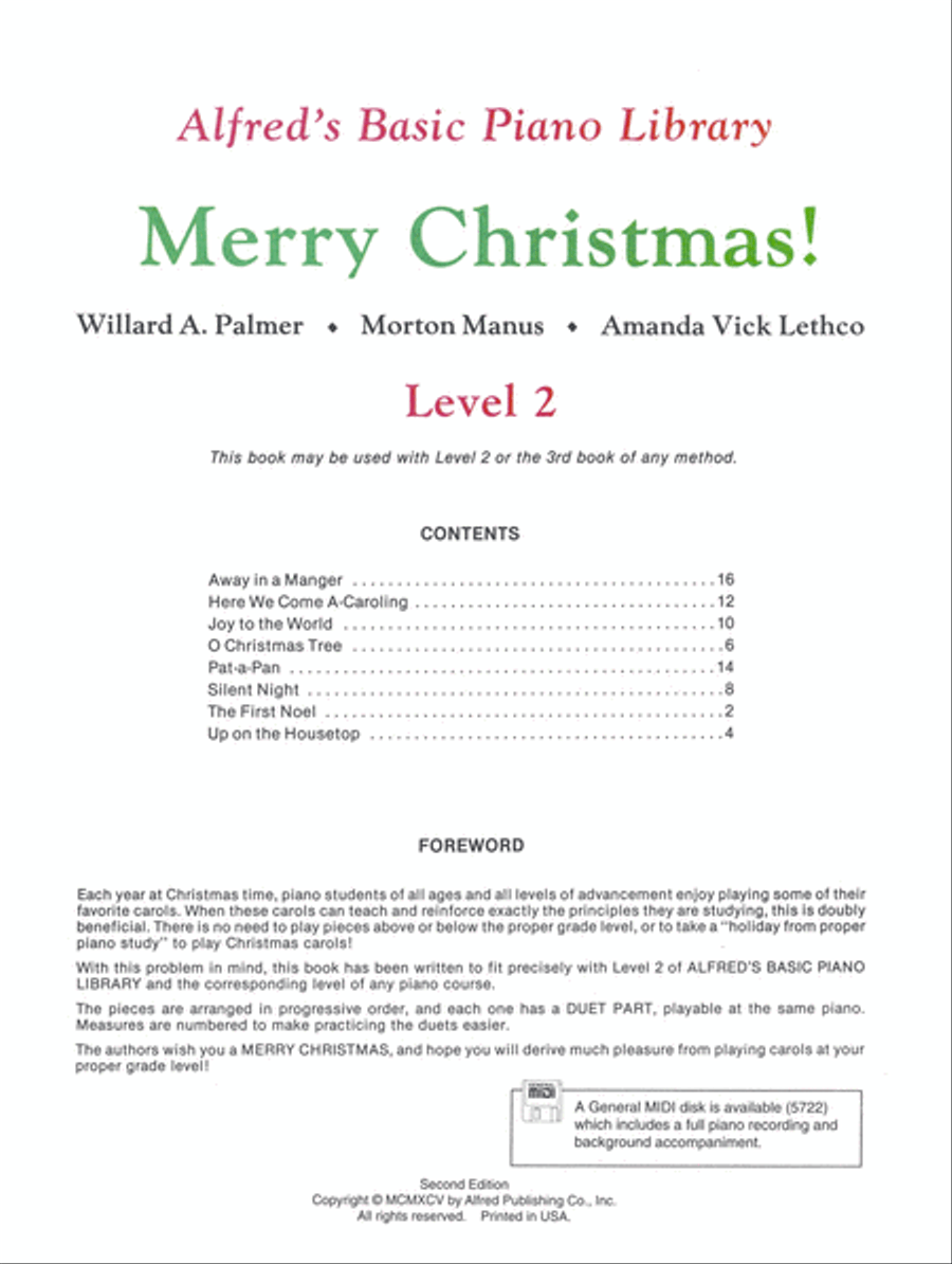 Alfred's Basic Piano Course Merry Christmas!, Level 2 Piano Method scores gallery preview page 2