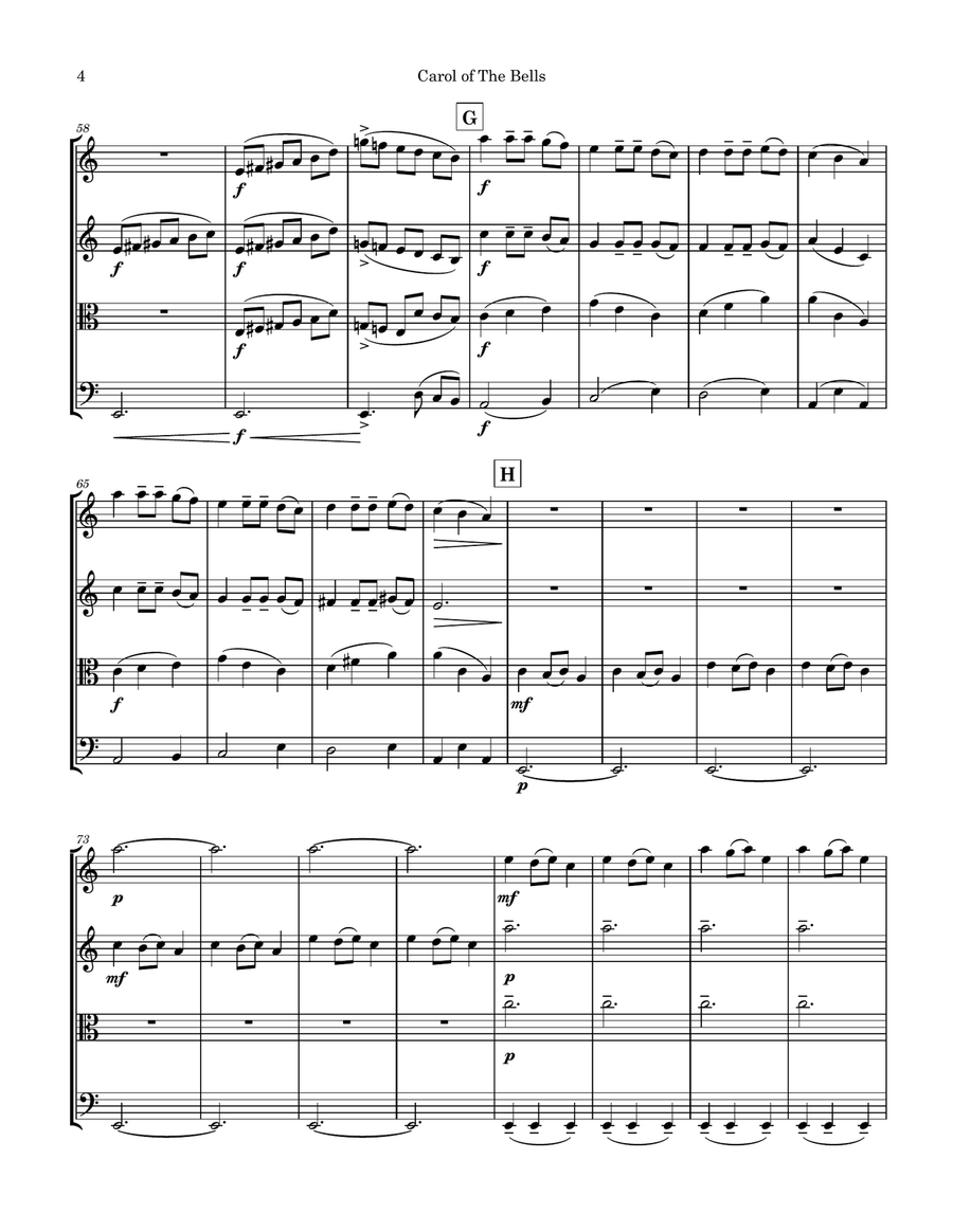 Carol of the Bells String Quartet String Quartet scores gallery preview page 5