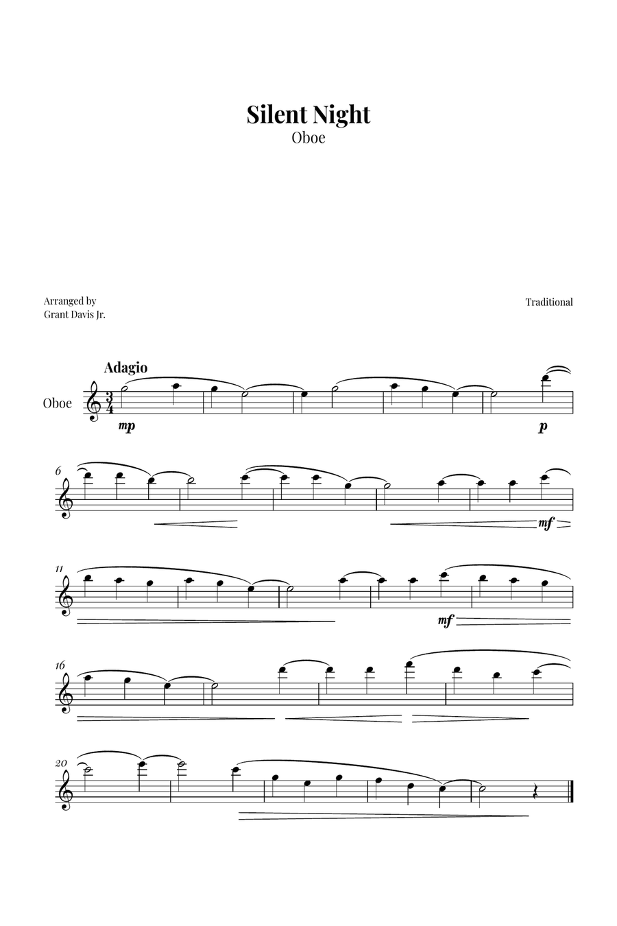 Silent Night Oboe Solo scores gallery preview page 1