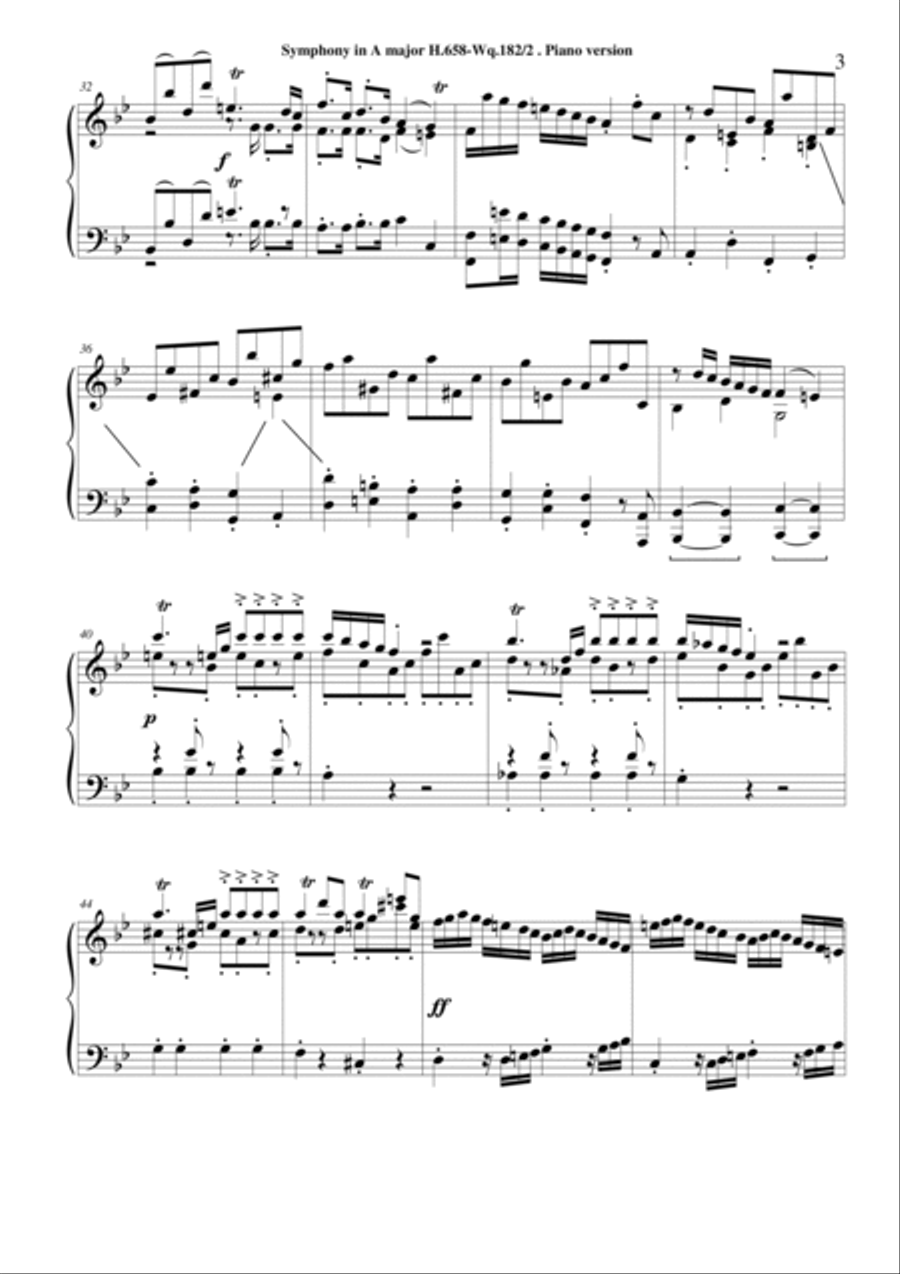 Bach C.P.E. Symphony No.2 in B-flat major - Piano version Piano Solo scores gallery preview page 3