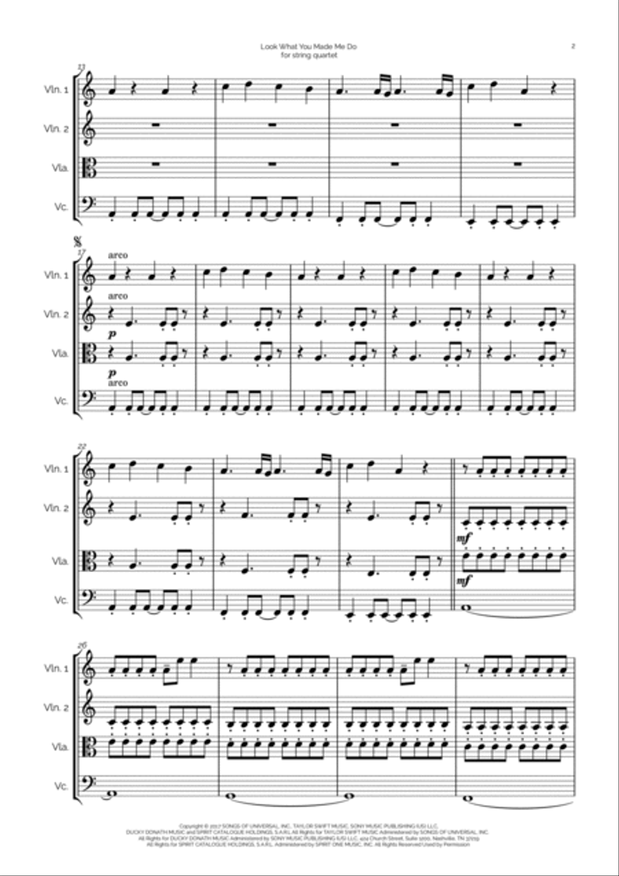 Look What You Made Me Do Look What You Made Me Do String Quartet scores gallery preview page 2