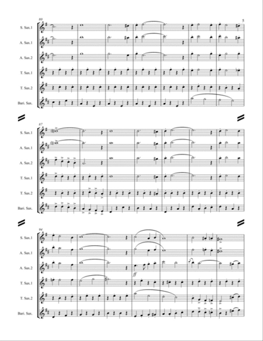 Beer Barrel Polka (roll Out The Barrel) Saxophone Quintet scores gallery preview page 6