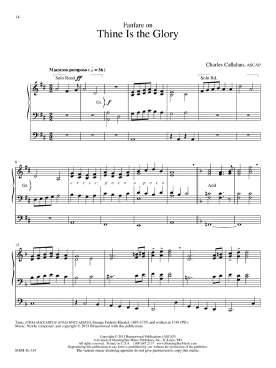 Fanfare on Thine Is the Glory Organ scores gallery preview page 1