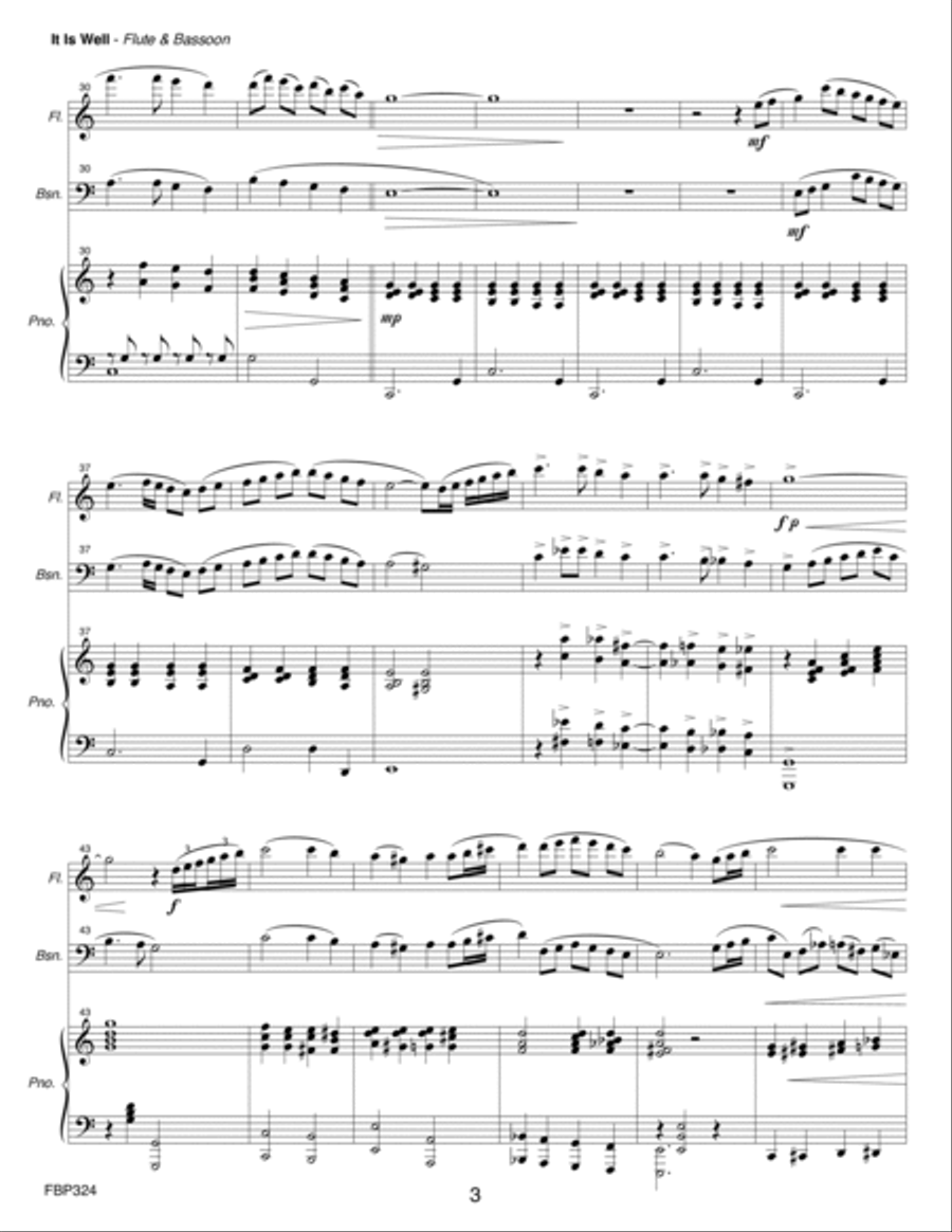 IT IS WELL WITH MY SOUL - FLUTE and BASSOON with Piano Accompaniment Woodwind Duet scores gallery preview page 3