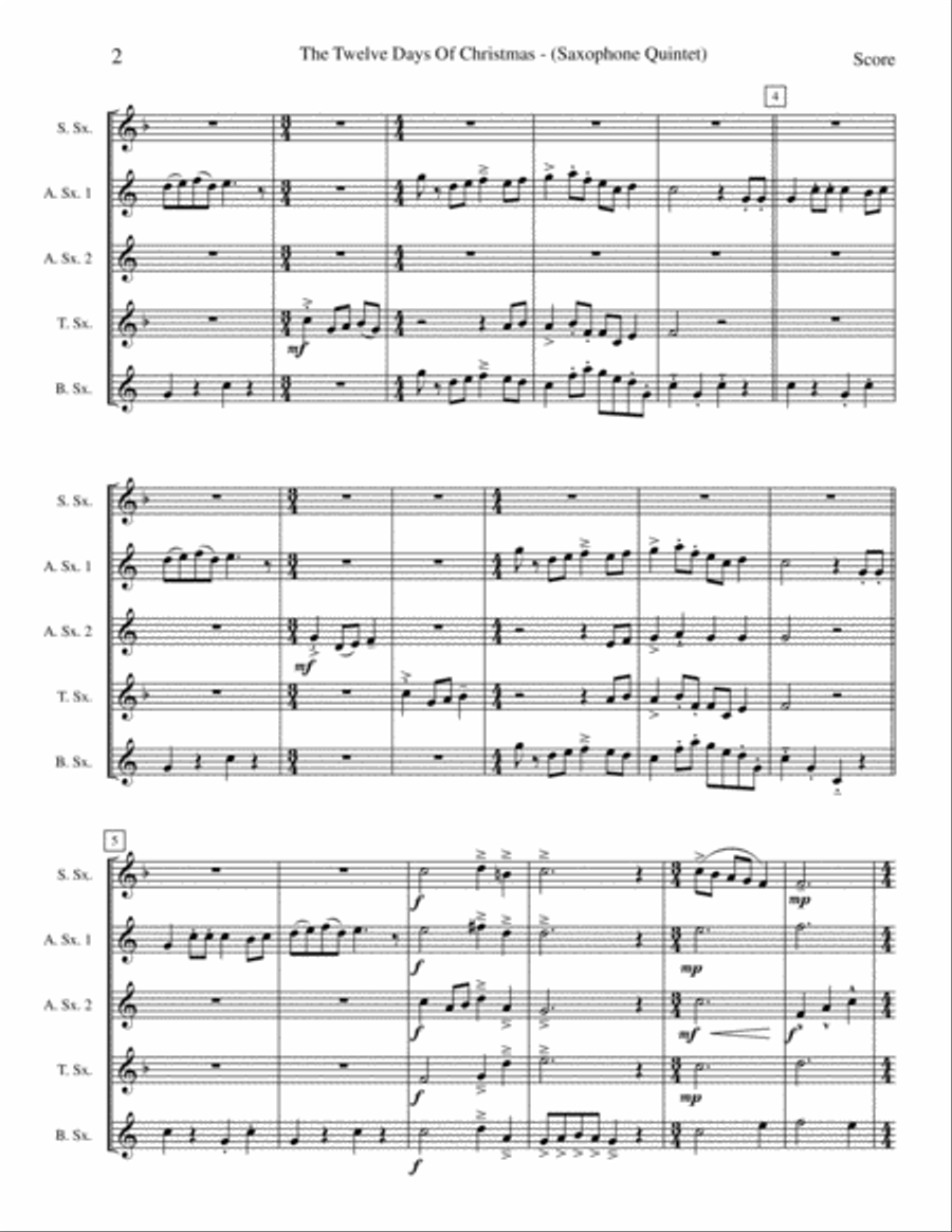 The Twelve Days Of Christmas Woodwind Quintet scores gallery preview page 3