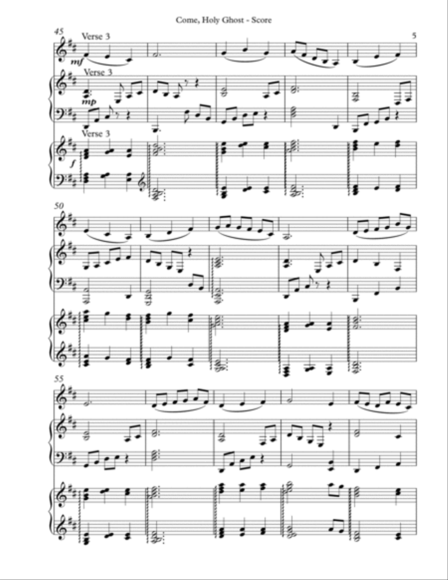 Come, Holy Ghost, Trio for Violin, Harp, Piano Pedal Harp scores gallery preview page 5