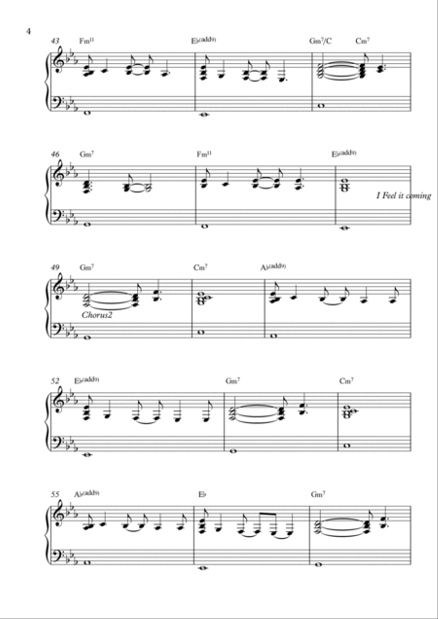 I Feel It Coming Piano Solo scores gallery preview page 4