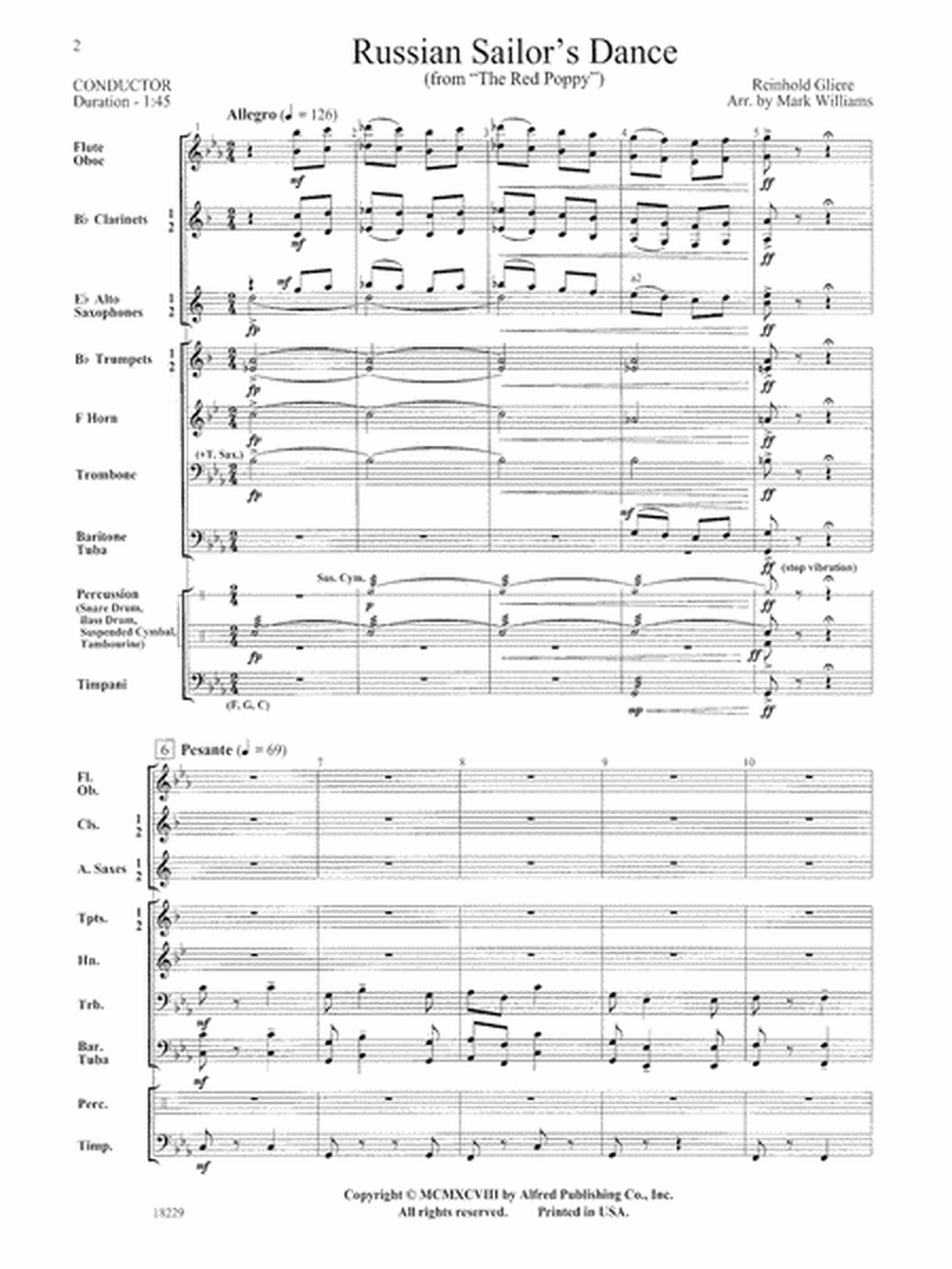 Russian Sailor's Dance (from "The Red Poppy"): Score
