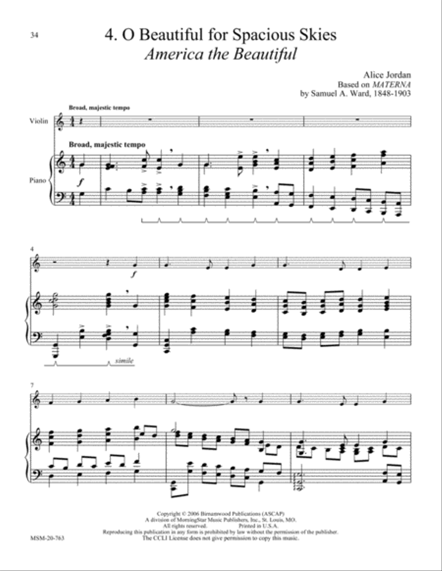 An American Suite for Violin and Piano Violin Solo scores gallery preview page 7