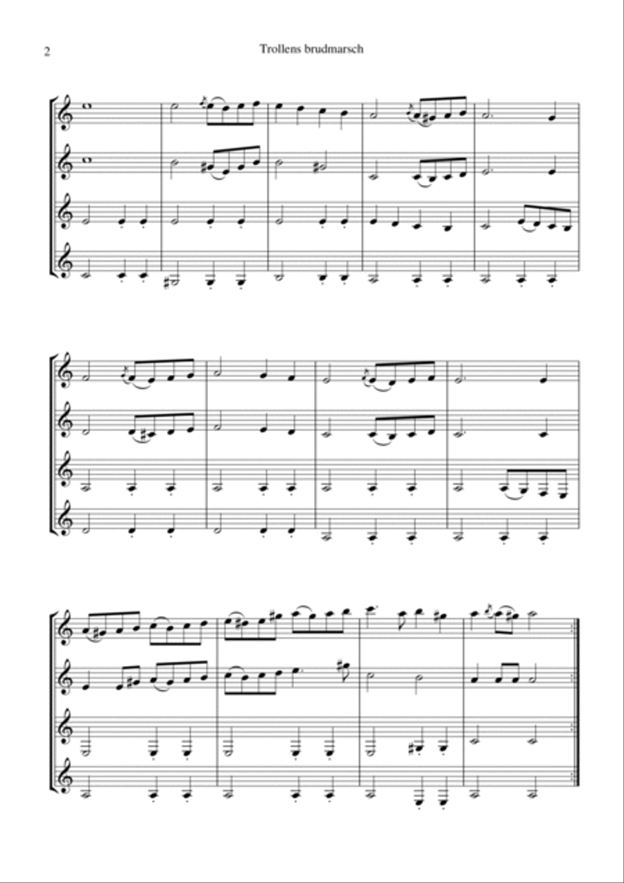 Trollens brudmarsch / Bridal march of the trolls for clarinet quartet Clarinet Quartet scores gallery preview page 2