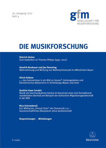 Die Musikforschung, Heft 4/2017