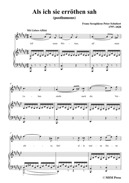 Schubert-Als ich sie errothen sah in F sharp Major,for voice and piano image number null