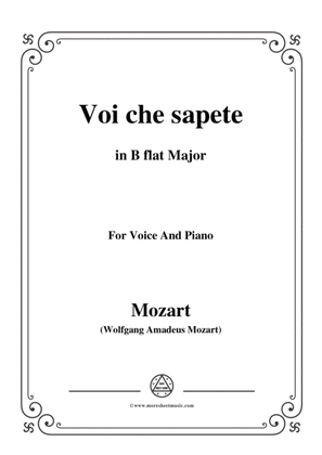 Book cover for Mozart-Voi che sapete,from 'Le Nozze di Figaro',in B flat Major,for Voice and Piano