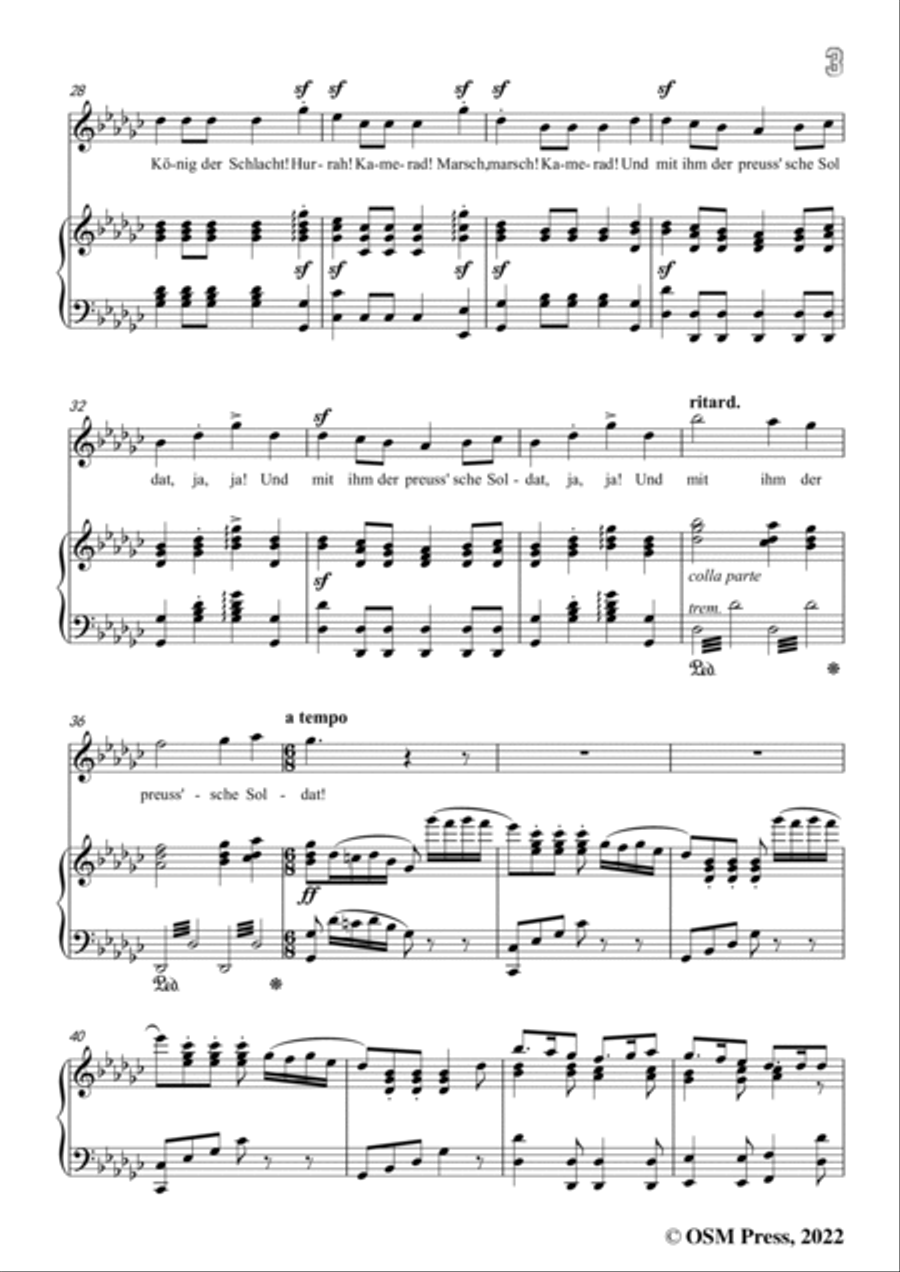 Loewe-Preussisches Hurrahlied,in G flat Major,for Voice and Piano Voice Solo scores gallery preview page 5