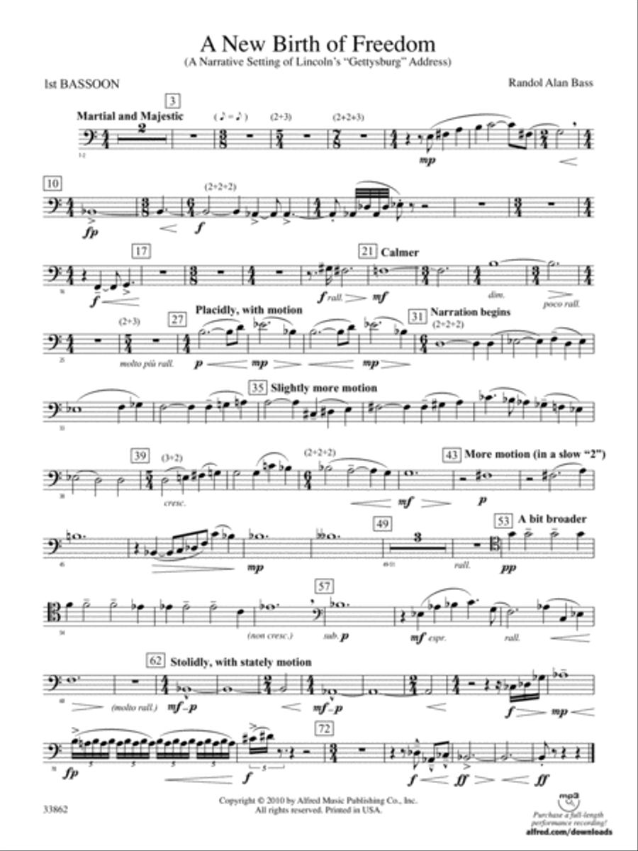 A New Birth of Freedom: Bassoon Concert Band scores gallery preview page 1