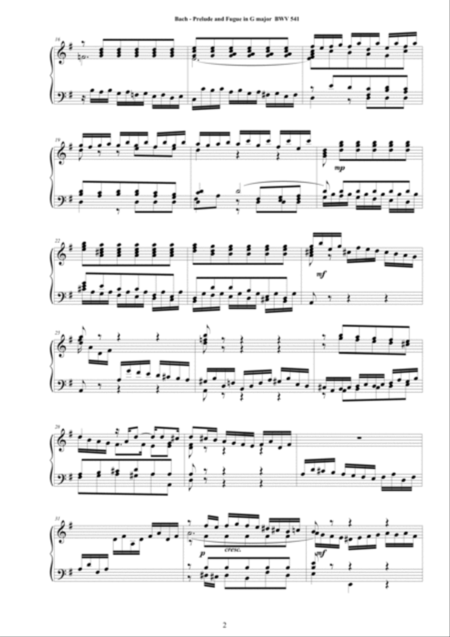 Bach - Prelude and Fugue in G major BWV 541 for Piano Piano Solo scores gallery preview page 2