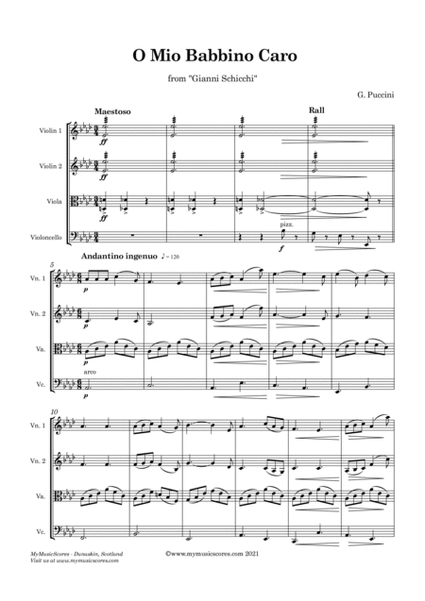 Puccini O Mio Babbino Caro" for String Quartet image number null