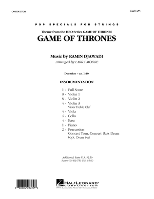 Game of Thrones (arr. Larry Moore) - Conductor Score (Full Score)