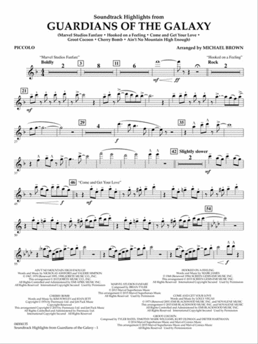 Soundtrack Highlights from Guardians of the Galaxy Concert Band scores gallery preview page 4