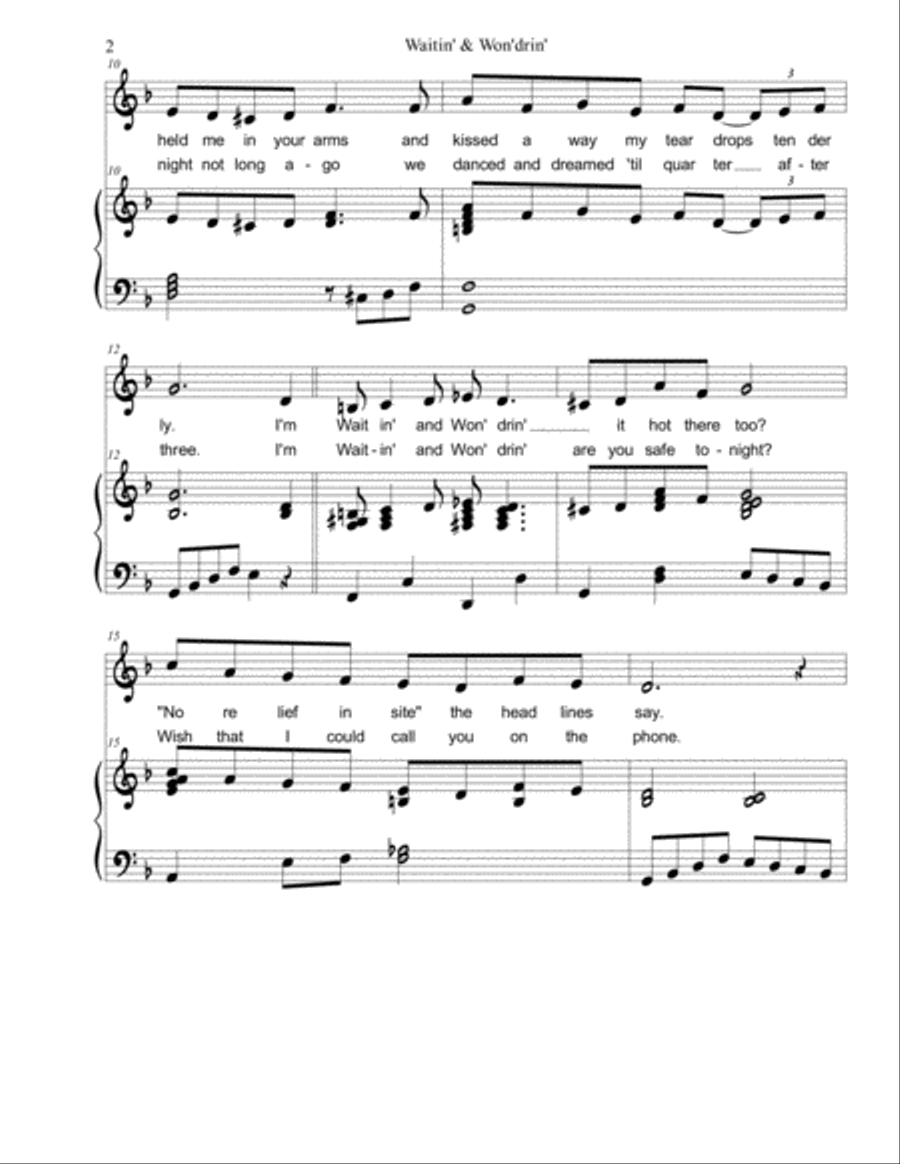 Waitin' and Won-'drin' - nostalgic, sentimental ballad Voice scores gallery preview page 2