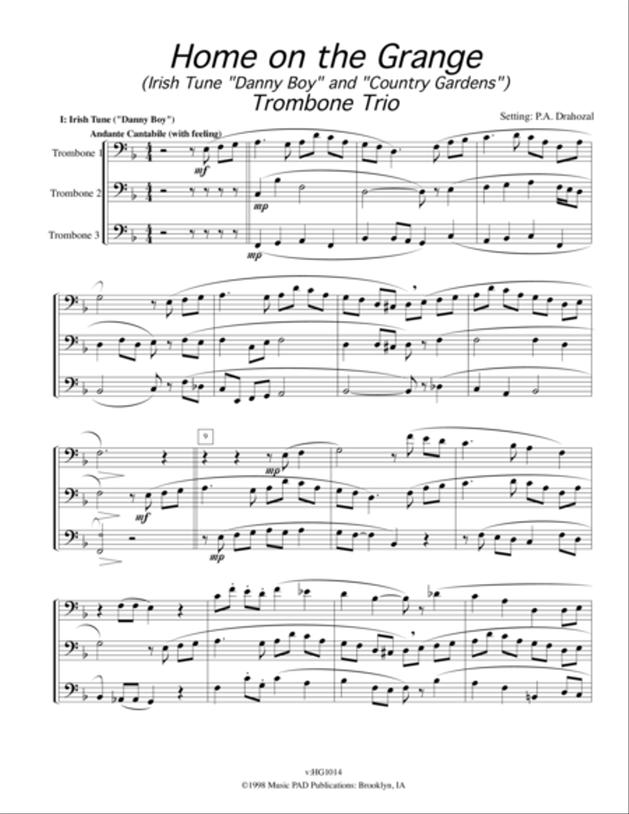 Home On The Grainge - Trombone Trio (Level 3.5) in Two Movements Trombone Trio scores gallery preview page 1