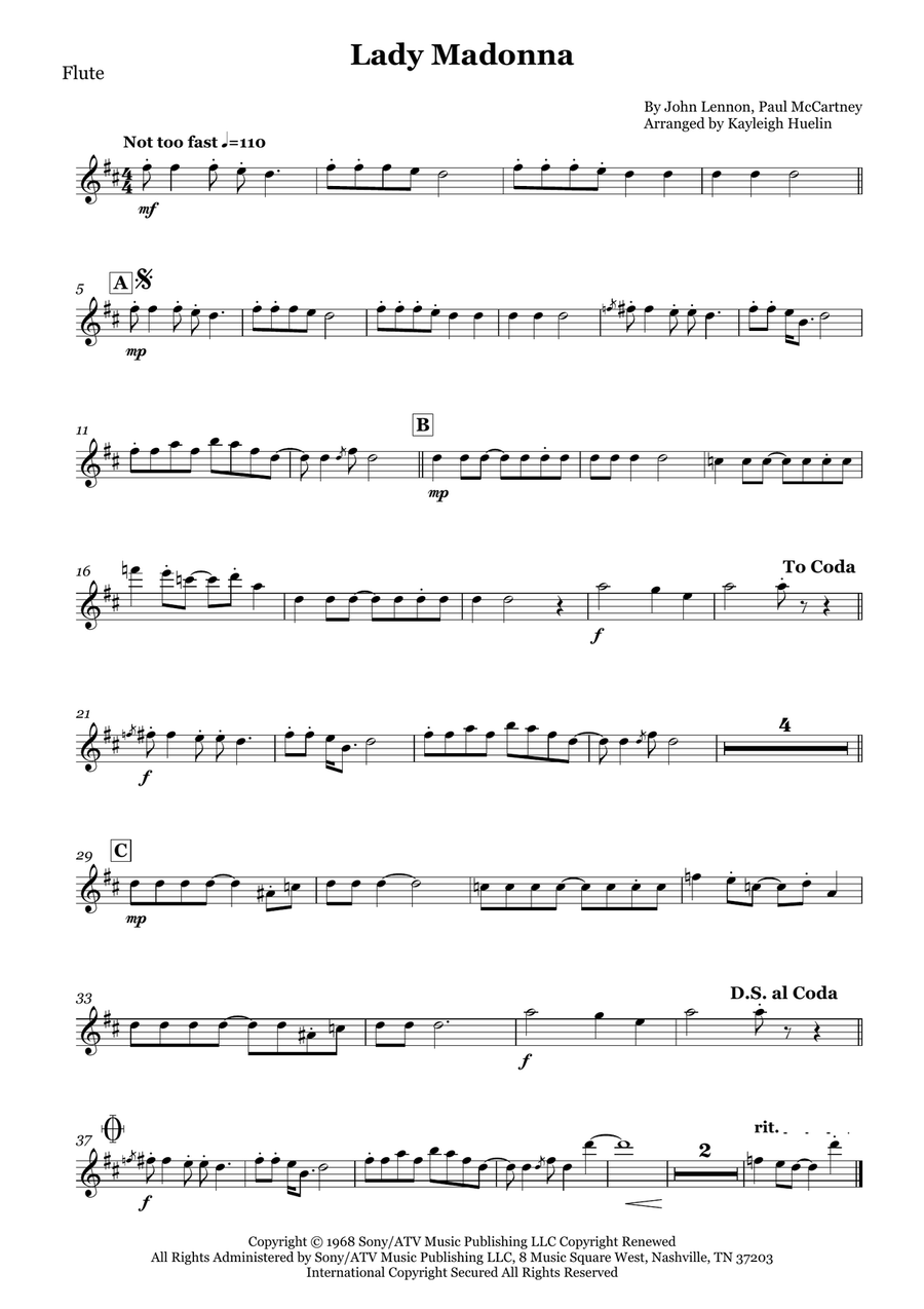 Lady Madonna Woodwind Quartet scores gallery preview page 4