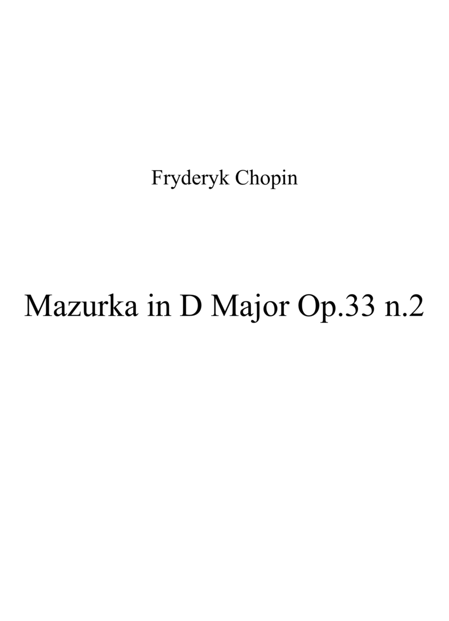 Mazurka in D Major Op.33 n.2 Piano Method scores gallery preview page 1