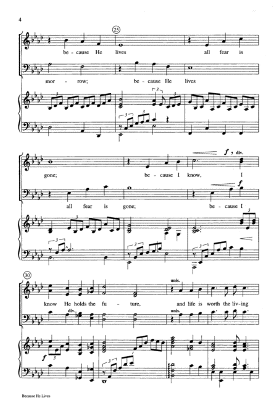 Because He Lives 4-Part scores gallery preview page 5