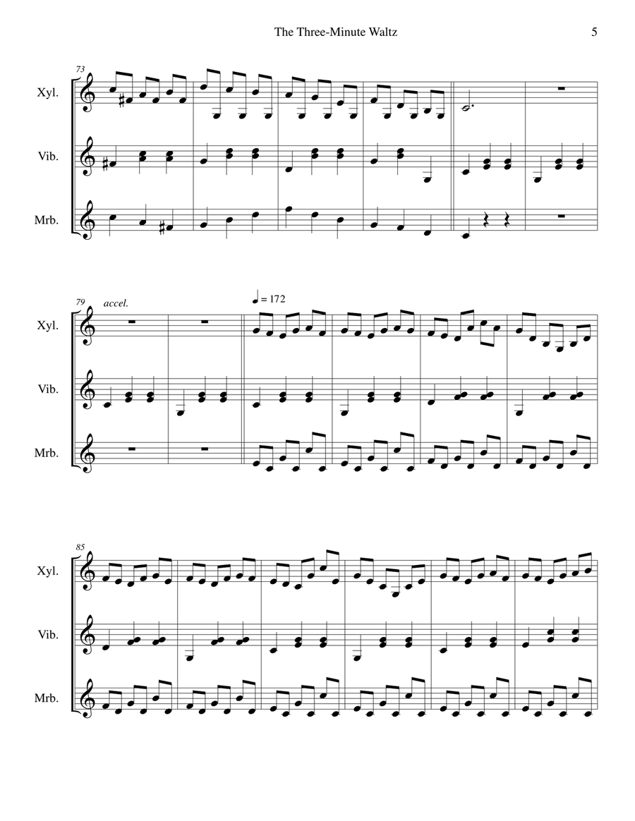 The Three-Minute Waltz - for mallet keyboard percussion trio Percussion Ensemble scores gallery preview page 5