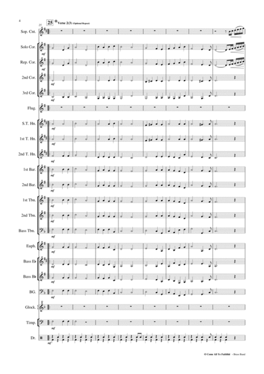 O Come All Ye Faithful [F] - Brass Band Score and Parts PDF image number null