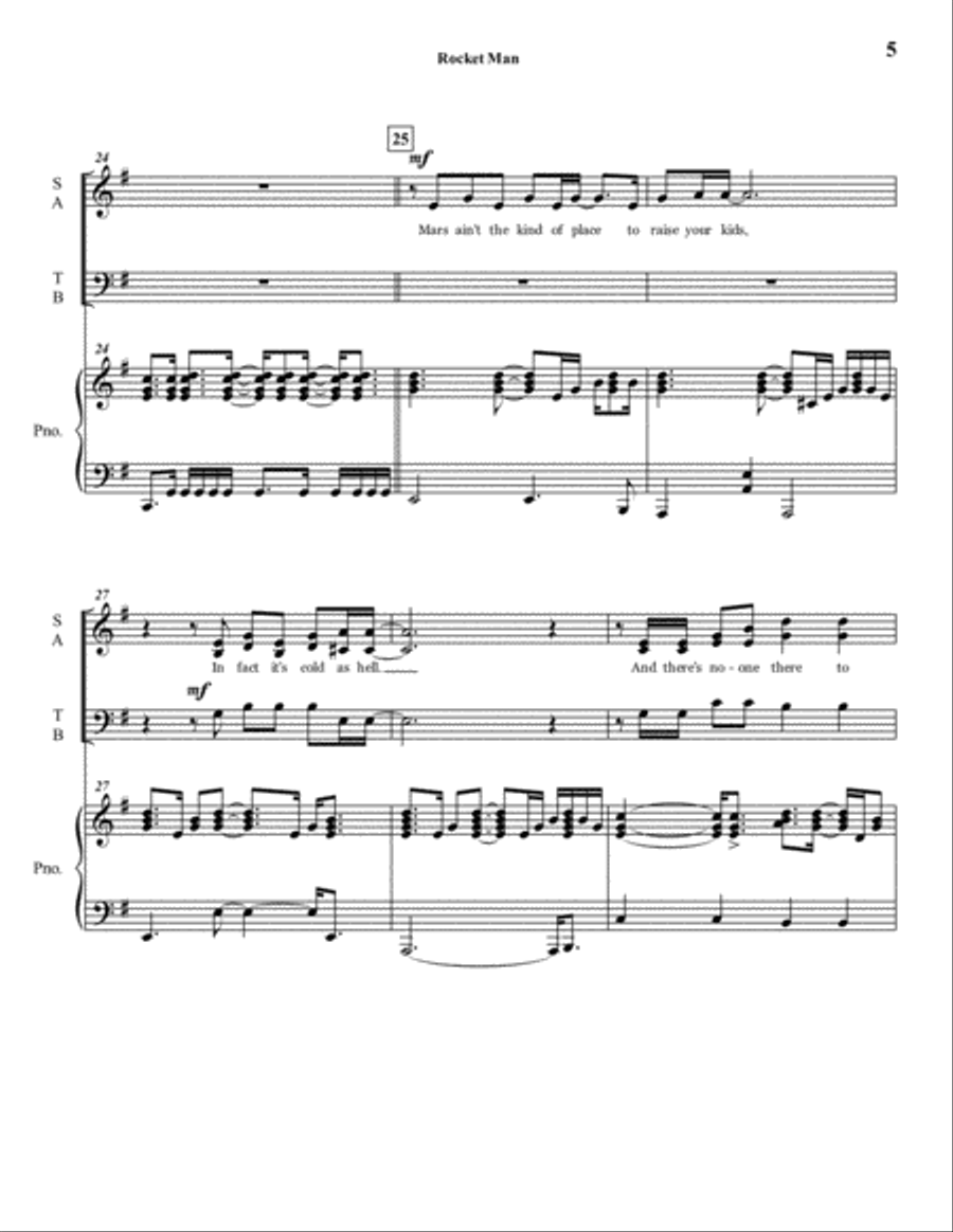 Rocket Man (i Think It's Gonna Be A Long Long Time) 3-Part scores gallery preview page 5