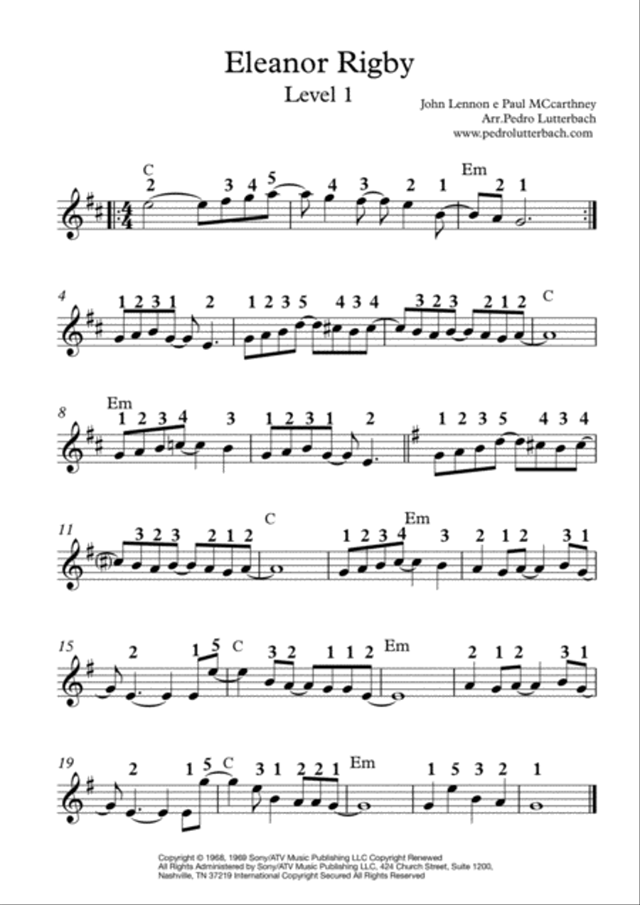 Eleanor Rigby Easy Piano scores gallery preview page 1