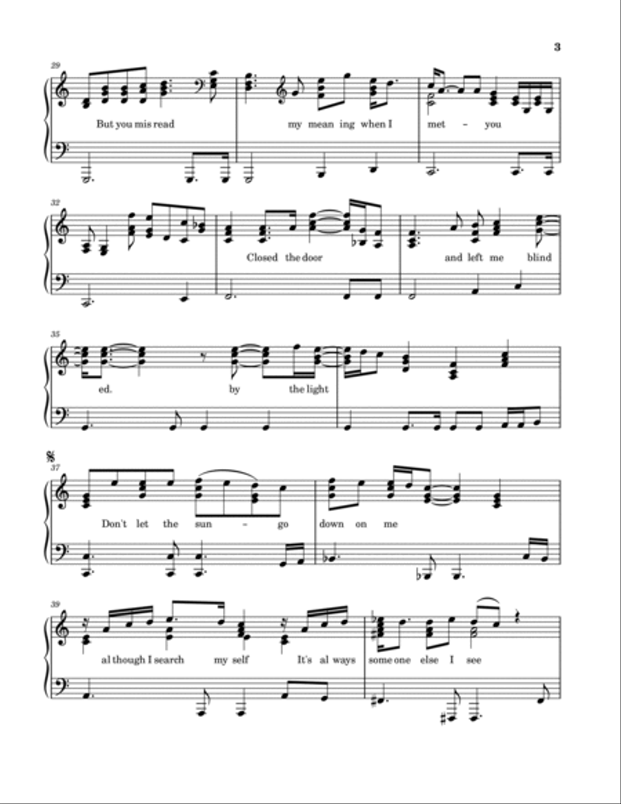 Don't Let The Sun Go Down On Me Piano, Vocal, Guitar scores gallery preview page 3