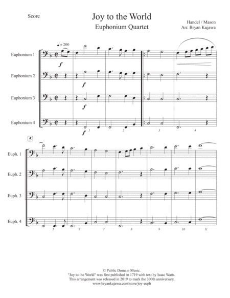 Joy to the World - Euphonium Quartet image number null