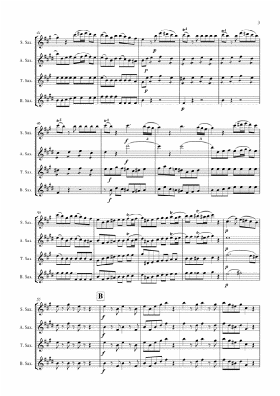 Eine Kleine Nachtmusik arranged for Saxophone Quartet Saxophone Quartet scores gallery preview page 4