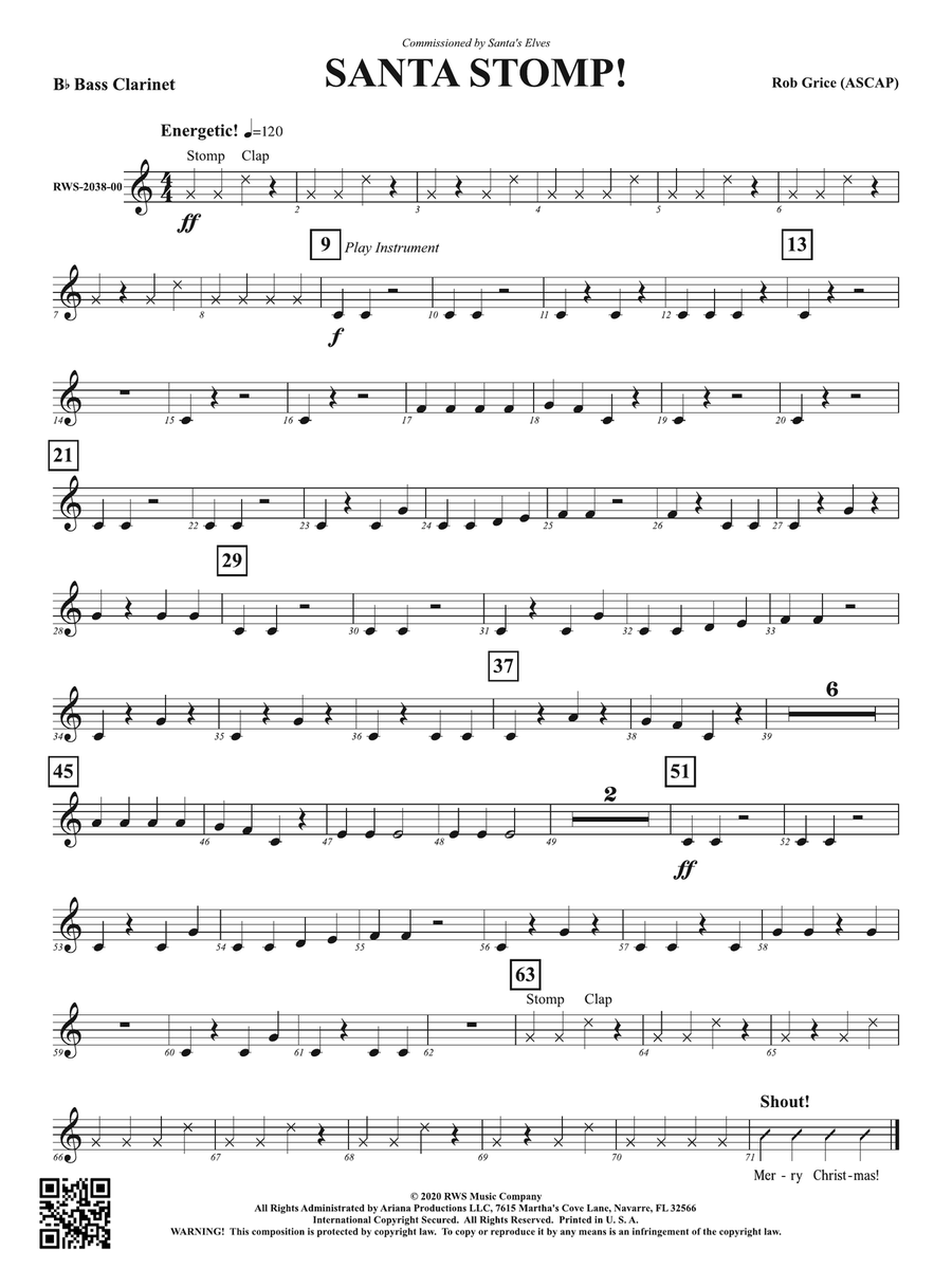Santa Stomp!: B-flat Bass Clarinet Bass Clarinet scores gallery preview page 1