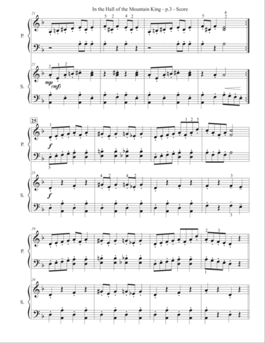 In the Hall of the Mountain King - Piano/Keyboard Duet Piano scores gallery preview page 4