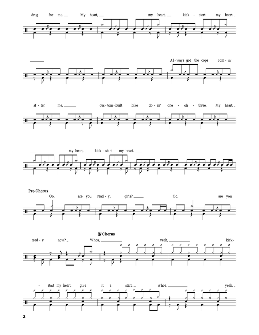 Kickstart My Heart Drum Set scores gallery preview page 2