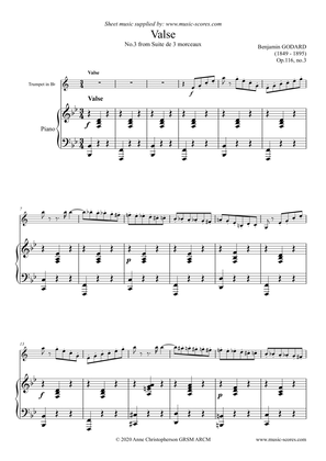 Book cover for Godard - Valse - No.3 from Op. 116 Suite de 3 Morceaux - Trumpet