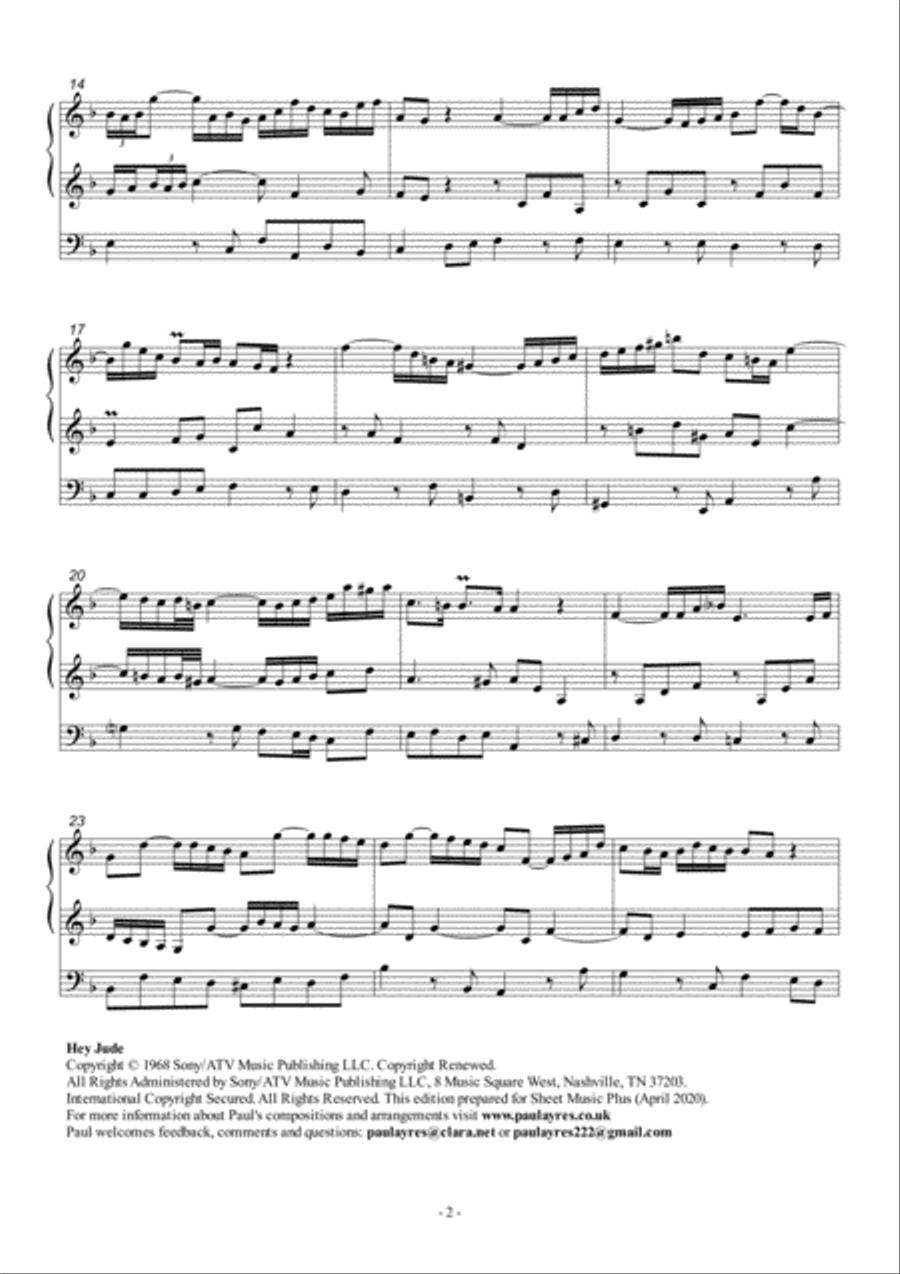 Hey Jude Organ Solo scores gallery preview page 3